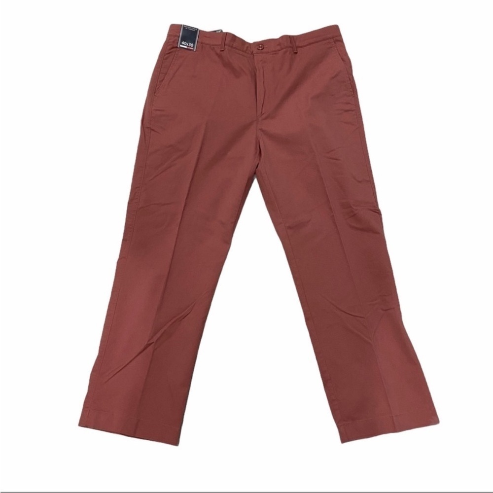 NWT Roundtree & Yorke Size 40x30 Flat Front Classic Fit Salmon Pink Pants Chino